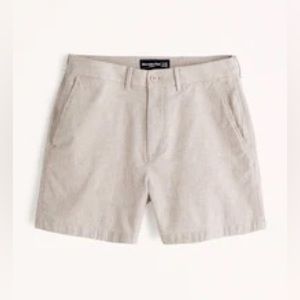 Linen-Blend Plainfront Shorts